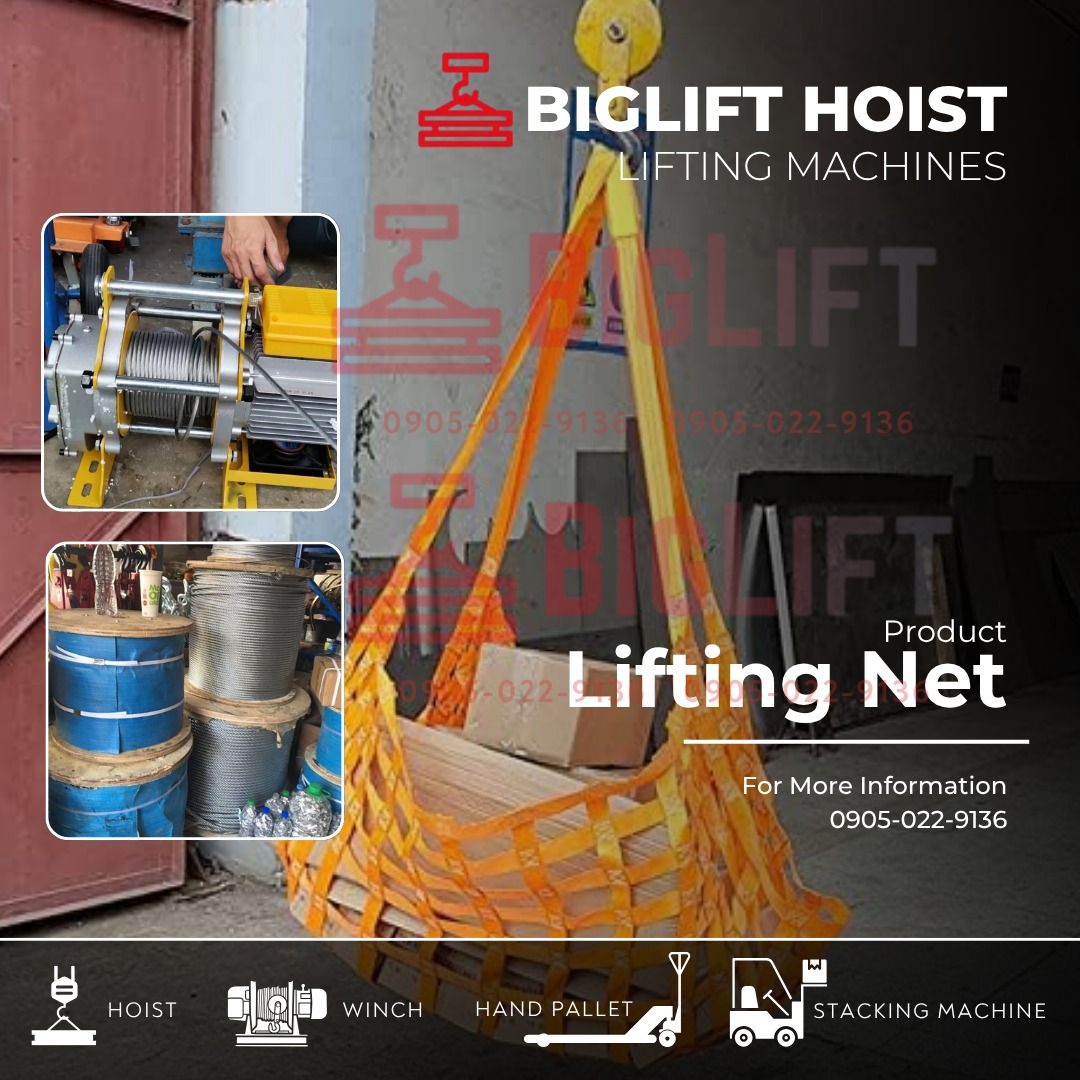 Lifting Net - Wire Net - Nylon Rope - Grade 80 Chain, D Type Shackle ...