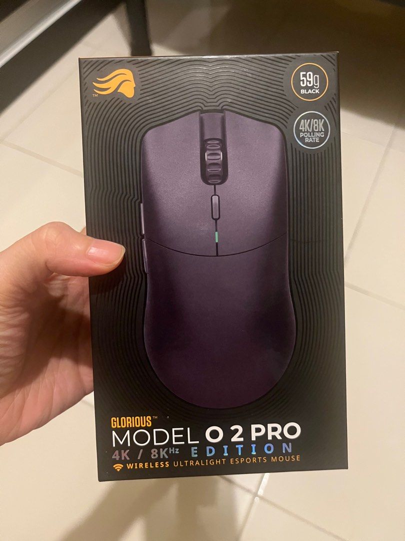 Glorious Model O 2 PRO Series Wireless Mouse 4K/8KHz Edition (Category: Mouse & Mousepads) located in Singapore. Submitted by javirus21 (Listing ID 1373188774, Image 1). Description: *Low-ballers or trade request will be ignored* BNIB Sealed. Self-collection @Admiralty. Ninjavan delivery can be arranged@ $3.50. Product info: - Ultralight 61-gram weight - Right-handed symmetrical shape - Optical switches rated for 100M clicks - Capable of polling 