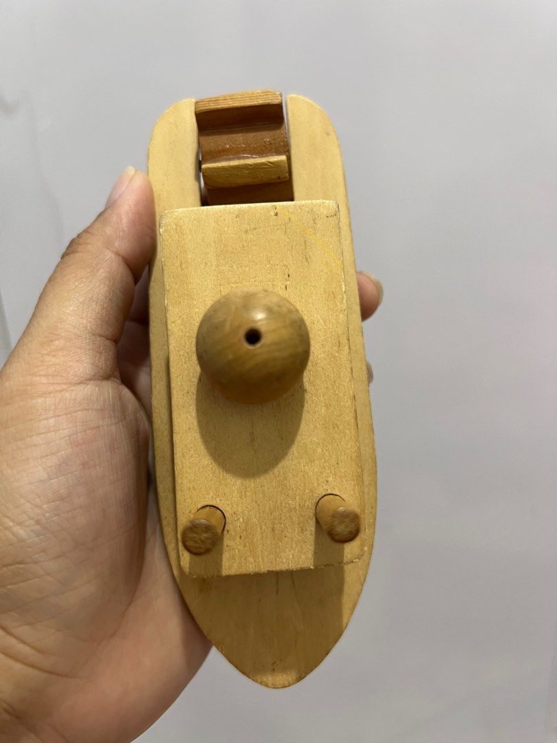 Natural Wooden ship (Category: Infant Playtime) located in Manila. Submitted by hellot_preloved (Listing ID 1373076171, Image 2). Description: Naiikot ang likod ng barko cute para sa mga makukulit na kamay. Rfs decluttering boat collection.