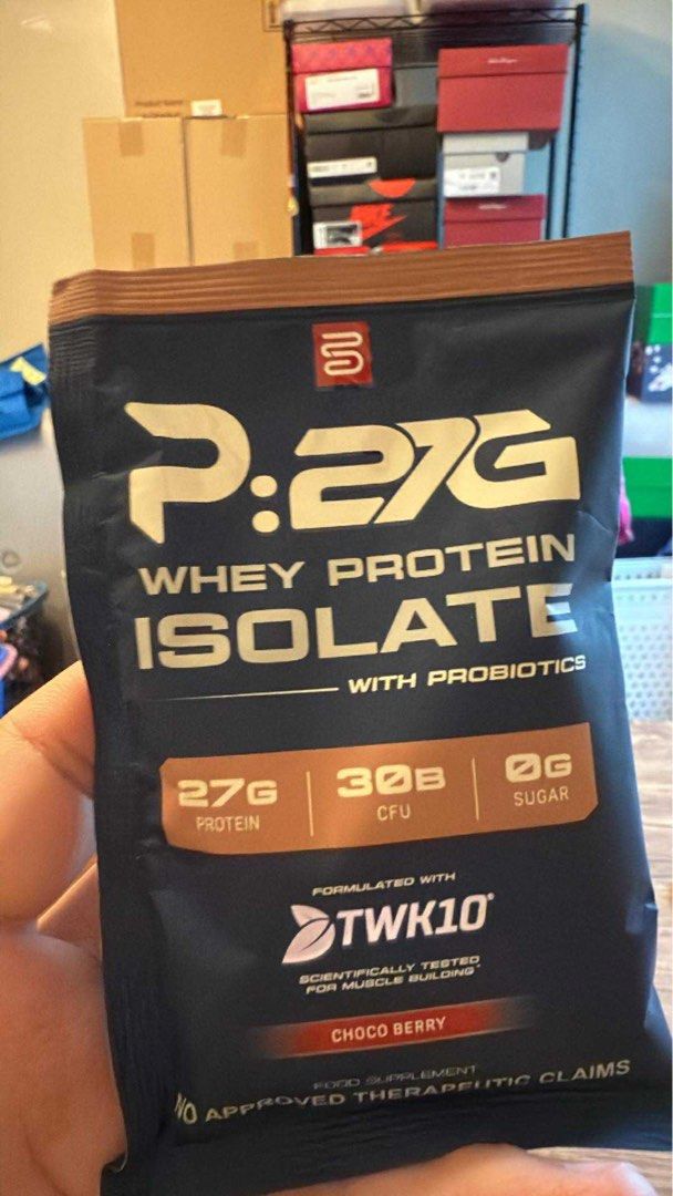 P:27G Whey Protein (Category: Sports & Fitness Nutrition) located in Manila. Submitted by johndaryll02 (Listing ID 1373160020, Image 2). Description: 🚘Selling Onhand / Ready to ship •P:27G whey protein Isolate w/ probiotics.💪 The 1st whey supplement in the philippines with probiotics! ✔️Gaining More muscle mass ✔️Reducing your body fat ✔️Enhancing your Endurance •Easy-tear sachet / easy to pack and easy to prep •27grams of protein per sachet. ✅