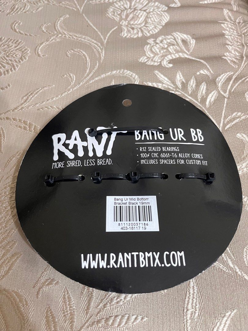 RANT BOTTOM BRACKET (Category: Bicycles) located in Kangar. Submitted by axeeataxe (Listing ID 1373169619, Image 2). Description: - RANT Bottom Bracket 19mm - Black color - R12 Sealed Bearings - Include spacers (for custom fits) - Price RM130 include postage - WA OI66964O44 for quick response.