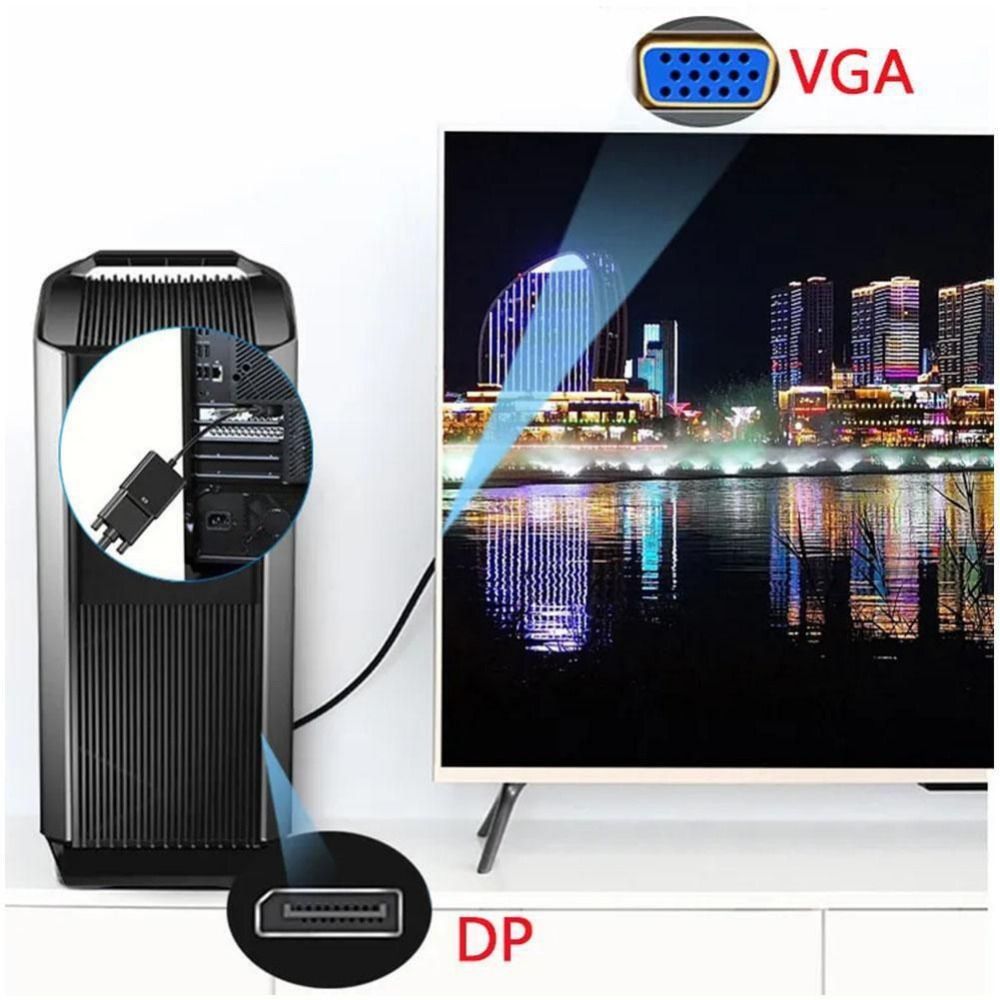 (SG) DisplayPort to VGA Video Adapter DP 2K 1080p 60Hz Full Ultra HD High Definition | For Monitor Projector TV Laptop PC Computer Display | Gaming Streaming Coverter Cable63208332868098114