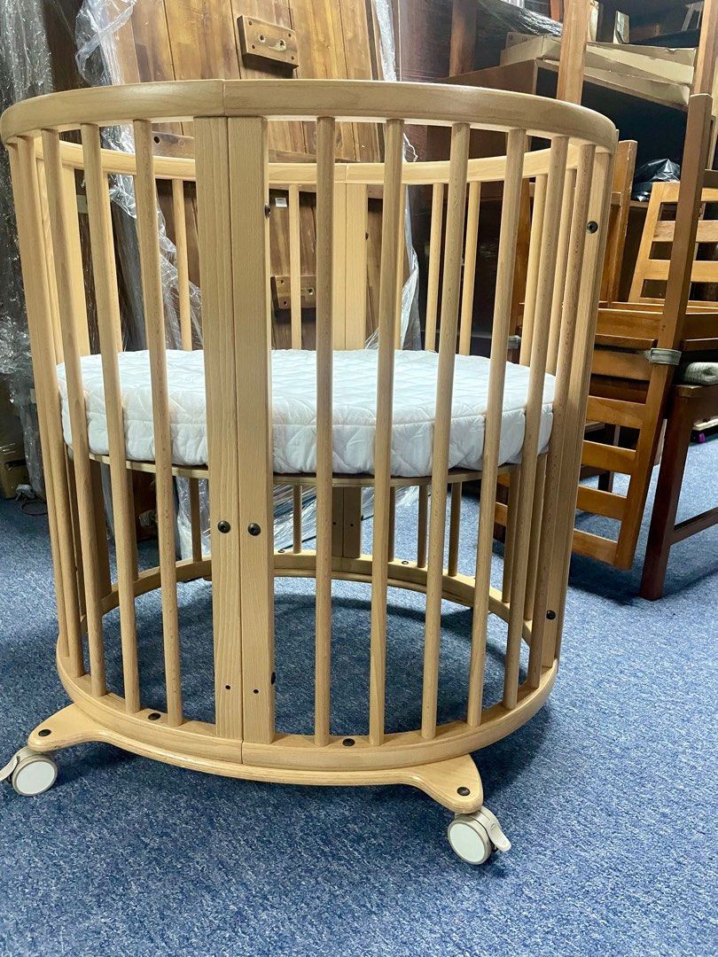 Stokke 2 in 1 mini + toddler Cot (Category: Cots & Cribs) located in Singapore. Submitted by Baby_City (Listing ID 1373077037, Image 1). Description: Genuine Stokke 100% Authentic Mini(0-6month old) + Oval (up to 4 years old) Used in well maintained condition with normal signs of usage as it’s used before and not brand new. Very clean and all good .
