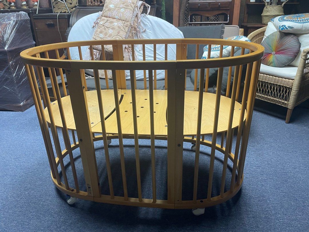 Stokke 2 in 1 mini + toddler Cot (Category: Cots & Cribs) located in Singapore. Submitted by Baby_City (Listing ID 1373077037, Image 3). Description: Genuine Stokke 100% Authentic Mini(0-6month old) + Oval (up to 4 years old) Used in well maintained condition with normal signs of usage as it’s used before and not brand new. Very clean and all good .
