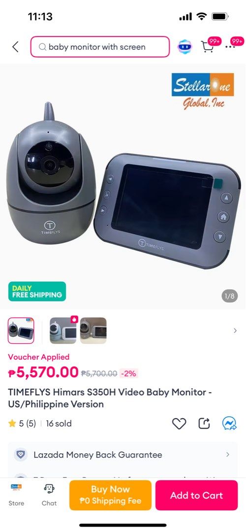 Timeflys baby monitor (Category: Baby Monitors) located in Manila. Submitted by declutterb (Listing ID 1373074521, Image 2). Description: Almost new. No more screen protector as my child peeled it .