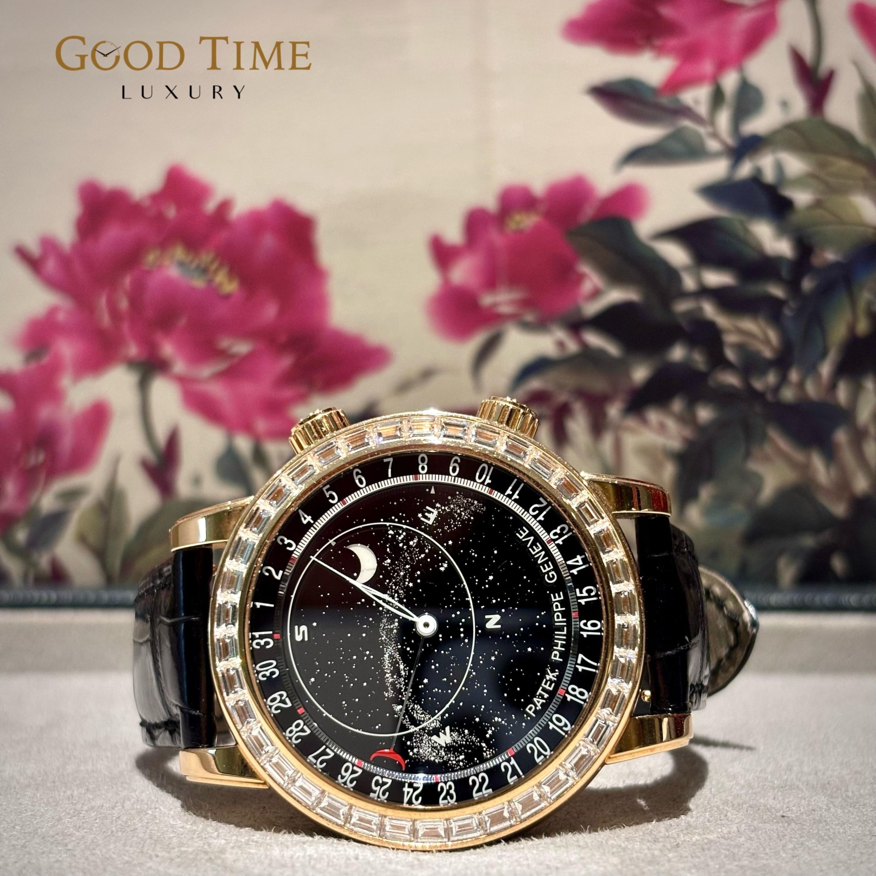 2018 Patek Philippe Celestial Diamond 6104R Rose Gold 44mm (Category: Watches) located in Singapore. Submitted by goodtimeluxury (Listing ID 1373297119, Image 1). Description: Brand: Patek Philippe Model: Celestial Diamond 6104R Rose Gold 44mm Year: 2018 Box and Papers: Yes Description: Mint Condition Excellent Payment mode: - Bank Transfer, Paynow, Cash - Additional 2.5% for one time credit card VISA, MASTERS, AMEX - Additional 5.5% for 12 month