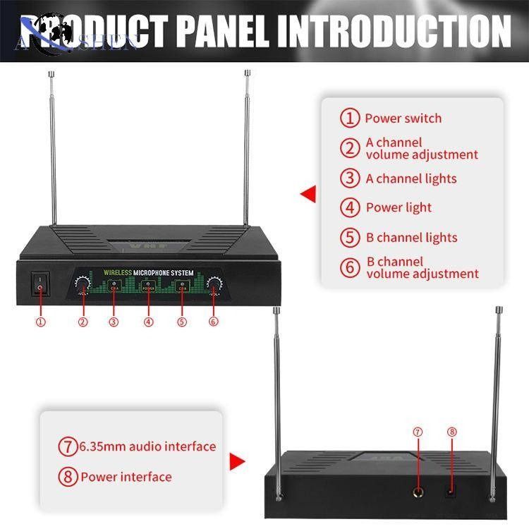 2 Channel Wireless Microphone System, Cordless Dynamic Mic UHF Dual Channel Wireless Handheld Microphone with Echo Bluetooth Volume Control for Amplifier Speaker Mixer62863061799553111