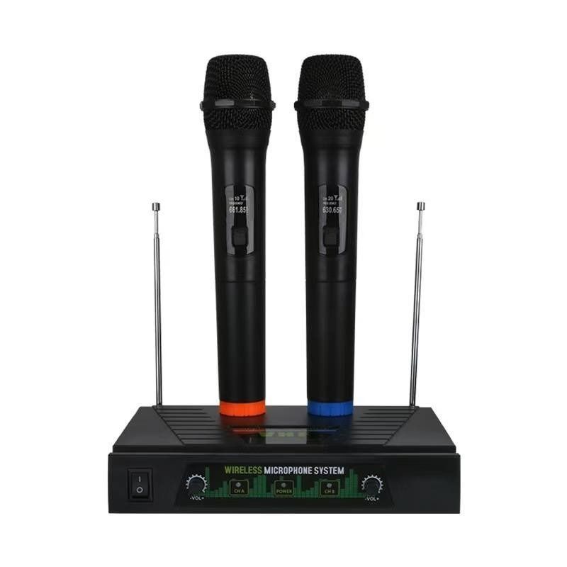 2 Channel Wireless Microphone System, Cordless Dynamic Mic UHF Dual Channel Wireless Handheld Microphone with Echo Bluetooth Volume Control for Amplifier Speaker Mixer628630617995531124