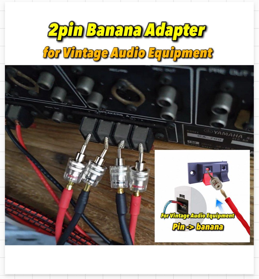 Banana 2mm Pin adapter•Vintage Audio Equipment (1pc) (Category: Other Audio Equipment) located in Singapore. Submitted by hifi.audiophile (Listing ID 1372664555, Image 1). Description: 🔺price listed for 01 adapter plug 🔺especially made to convert the binding post of Vintage audio equipment to modern standard banana connection.