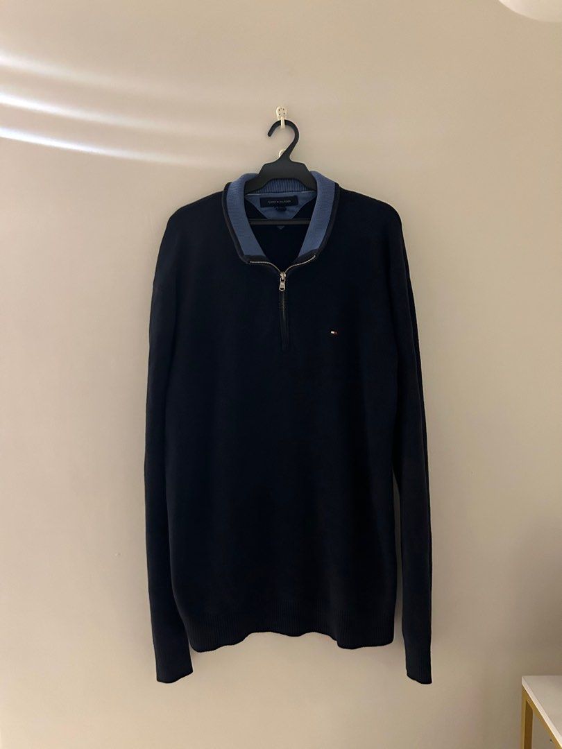 Half zip tommy hilfiger blue sweater (Category: Tshirts & Polo Shirts ) located in Manila. Submitted by mango.supply (Listing ID 1373378723, Image 1). Description: Tommy hilfiger half zip 2XL Good condition (Loose ribbings) Price plus shipping fee.