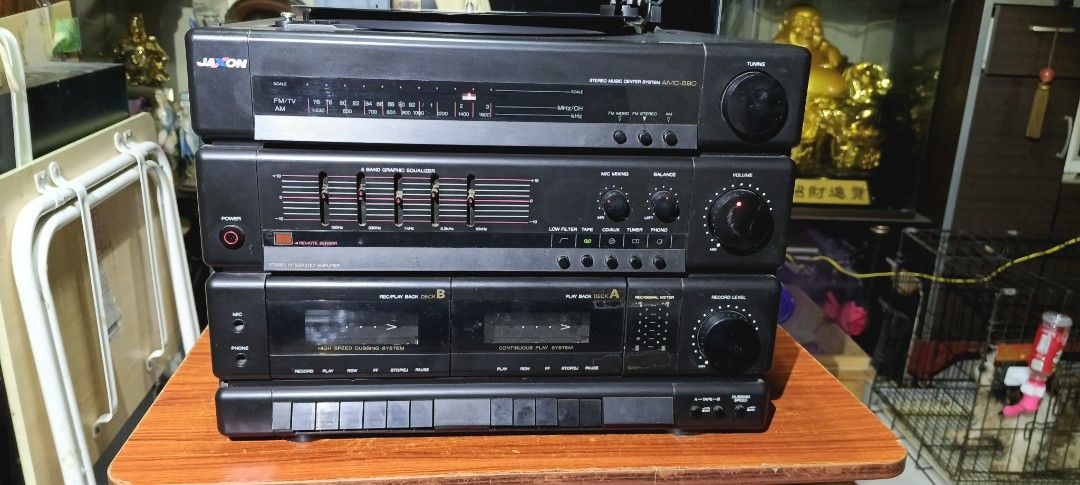 Jaxon Vinyl player + Tuner (Category: Other Audio Equipment) located in Pasay City. Submitted by marineljapansurplus (Listing ID 1373231451, Image 1). Description: Jaxon Vinyl + Cassette player AMC-690 Made in Korea Vinyl Player : Working👌 Tuner 📟: Working 👌(complete all local FM/AM station) AUX-IN: 👌 Built-in 5 band equalizer Mic input Double Cassette: change lang ng worn out belt. Price: ₱2,700 Location: Cabrera, Pasay City.