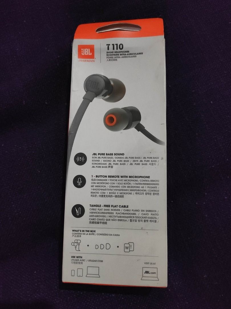JBL T110 IN-EAR HEADPHONE (BLACK) (Category: Headphones & Headsets) located in Caloocan City. Submitted by mathieuxav34601 (Listing ID 1373335296, Image 2). Description: .