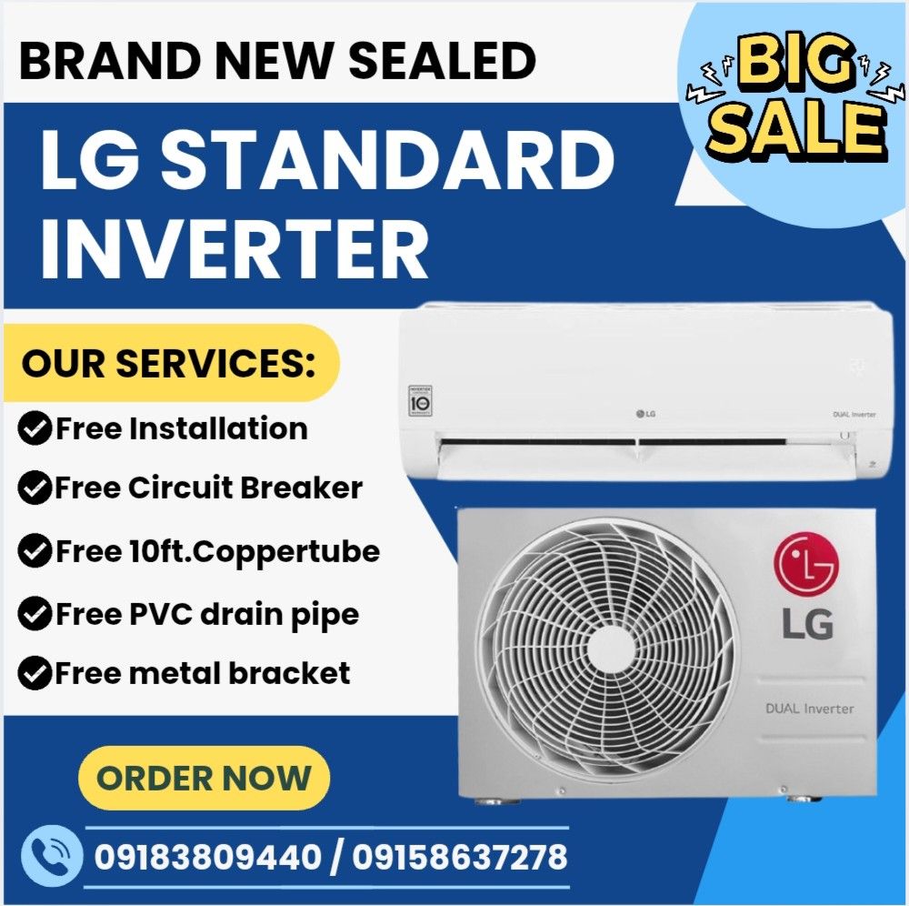 LG STANDARD INVERTER SPLIT TYPE AIRCON (Category: Air Conditioning and Heating) located in Quezon City. Submitted by airconph. (Listing ID 1373286350, Image 1). Description: 💥SPLIT TYPE AC INVERTER "Energy-Saving Aircon on Sale - Keep cool for Less!" 🚩LG STANDARD INVERTER 🚩LG PREMIUM INVERTER MODEL: ▪️HSN-IBA / HSN-IPX3 AVAILABLE CAPACITY: ➡️ 1.0hp , 1.5hp , 2.0hp , 2.5hp, 3.0hp ✔️Brand New Sealed Units ✔️Lower Price Guaranteed ✔️Complete Reci