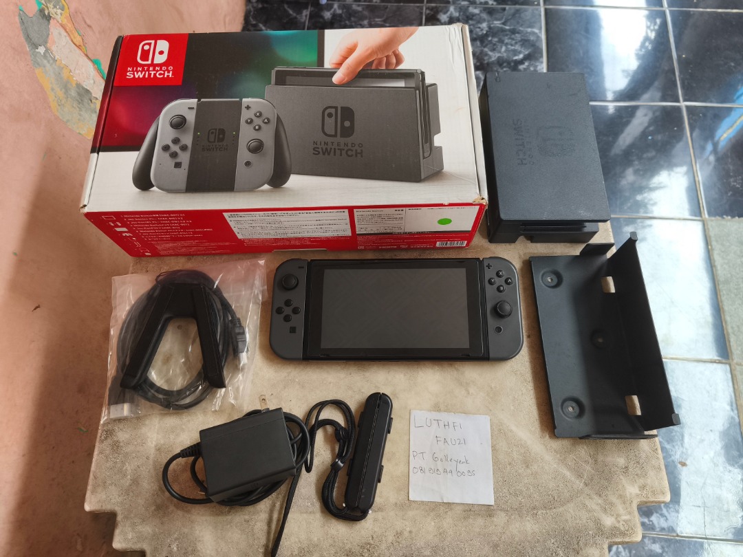 Nintendo Switch v1 CFW Atmos Grey Fullset 256GB 01, Video Game, Konsol ...