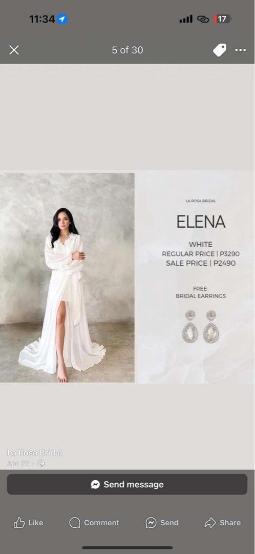 ROSA CLARA WEDDING GOWN (Category: Evening dresses & gowns) located in Manila. Submitted by DocDenP (Listing ID 1373240772, Image 2). Description: Selling my Simba Rosa Clará Philippines Wedding Gown RFS: served its purpose ✨ • Fits Medium frame, dry-cleaned & vacuum-sealed • Bought & worn last May 20, 2025 • Includes: Wedding essentials from Rosa Clara (all bnew ) and Brandnew veil from Rosa Clara • Location: Lipa Batangas/ Manila Area (i can pe