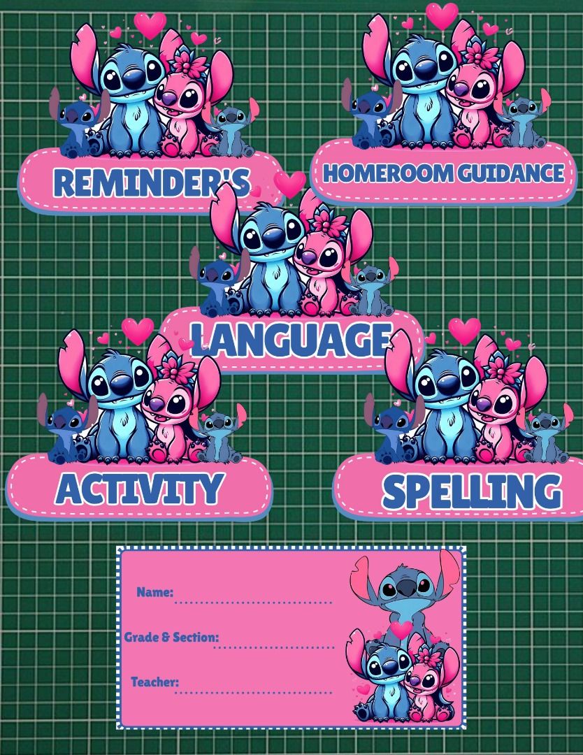 Stitch Subject Sticker for Notebook & Name Label, Hobbies & Toys ...