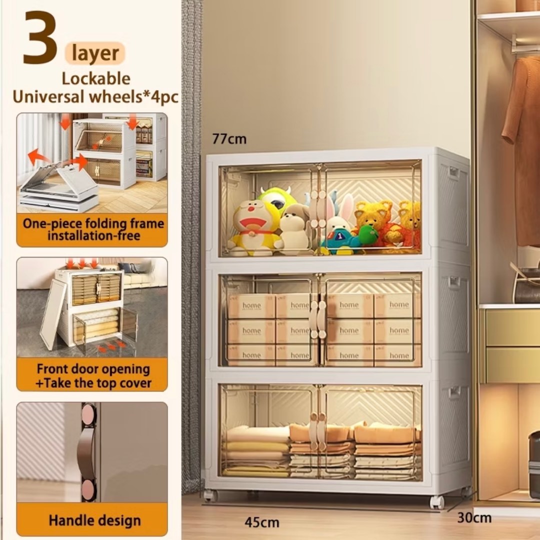 Storage Rack Stackable Foldable Storage Cabinet Shelving Storage ...
