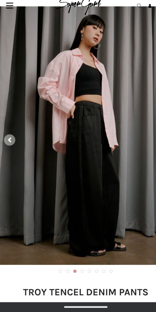 Supergurl TROY TENCEL DENIM PANTS (BLACK) (Category: Jeans & Leggings) located in Singapore. Submitted by pinkle (Listing ID 1373293256, Image 1). Description: Worn once....