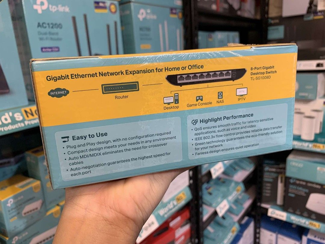 TP-Link TL-SG1008D 8-Port Gigabit Desktop Switch | Network Switch Hub (Category: Networking) located in Makati City. Submitted by slaccessoriesshop (Listing ID 1373351134, Image 3). Description: TP-Link TL-SG1008D 8-Port Gigabit Desktop Switch | Network Switch Hub 💥 ELECTRONICS, COMPUTER ACCESSORIES AND APPLIANCES 💥 All Items - Original / Brand New / Sealed We issue SALES INVOICE With WARRANTY RECEIPT With TECHNICAL SUPPORT Accepting BULK ORDER