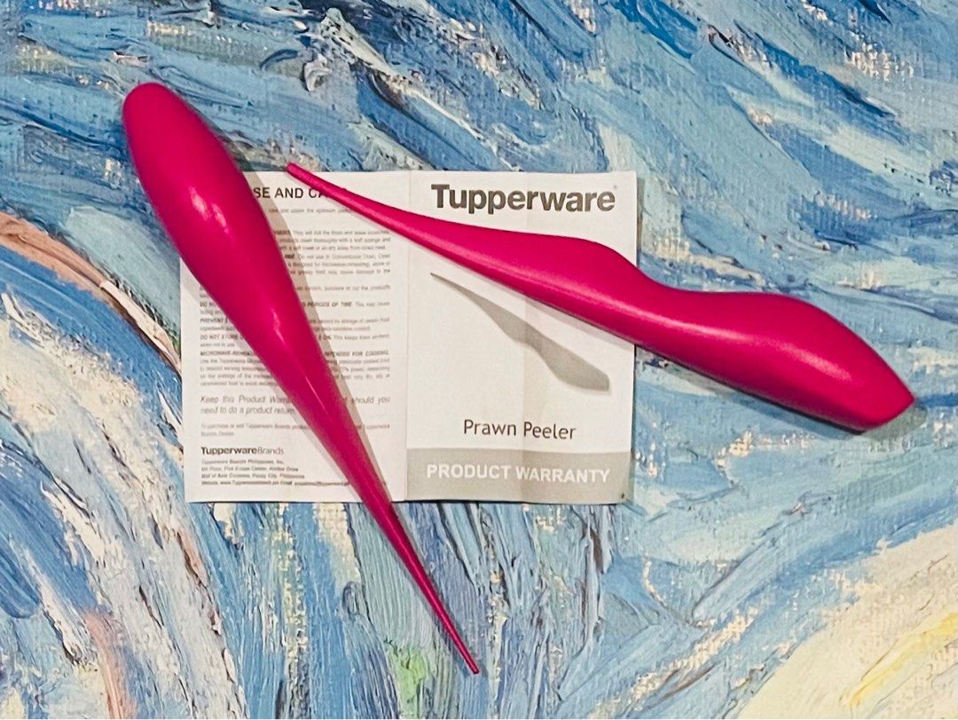 Tupperware Prawn Peeler Set (2 pcs.) (Category: Cookware & Accessories) located in Quezon City. Submitted by katchierandomness (Listing ID 1373289378, Image 1). Description: Color fuschia kiss pink, Dimensions 1” (diameter) x 8.5” (height). Price is for both peelers. You can pay via GCash, Maya or BPI QR code..