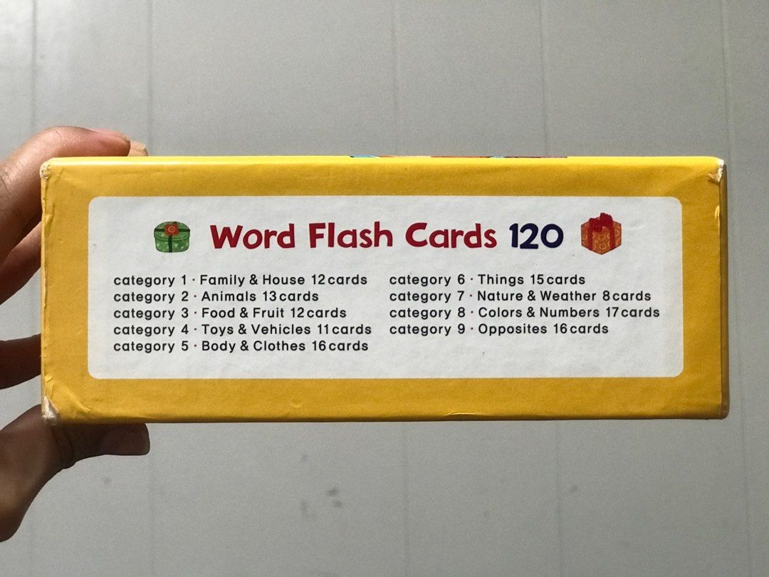 Word Flash Cards (Category: Educational & Learning Toys) located in Lucena. Submitted by thriftpidtoys (Listing ID 1373337464, Image 2). Description: 120 pcs Big flash cards May konting iilang Tupi sa flashcards .