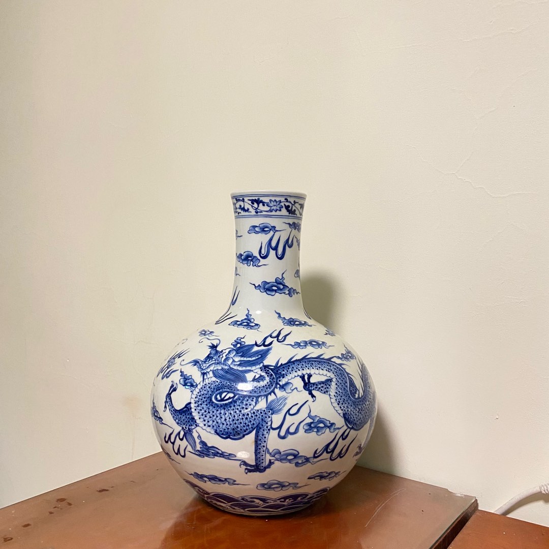 青花瓷器｜青花瓷花瓶｜高40cm｜瓶口10cm, 家具及居家用品, 居家