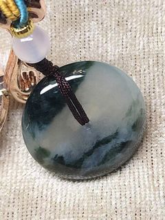 Natural A-Grade Jadeite (Myanmar Material) Exhibits Ice and Gel Effect ~ Old Mine with Floating Flowers, Thick Cut, Perfect Safety Pendant64211993926401110