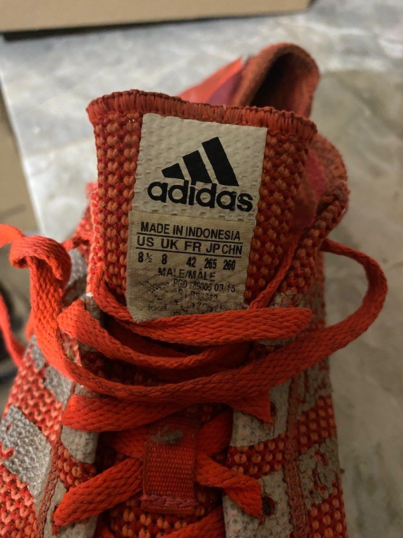 Adidas Neon Orange Red Rubber shoes (Category: Sneakers) located in Paranaque City. Submitted by hozier (Listing ID 1373526155, Image 3). Description: Hello selling my used Adidas rubber shoes in color neon orange and red colorway…Well used..but can deep clean to look new again. In size US 8.5M Rare colorway can be used for lifestyle and exercises or costume outfits. Price is negotiable. Helping tags: Nike Adidas Onitsuka Tiger Asics On Cloud .