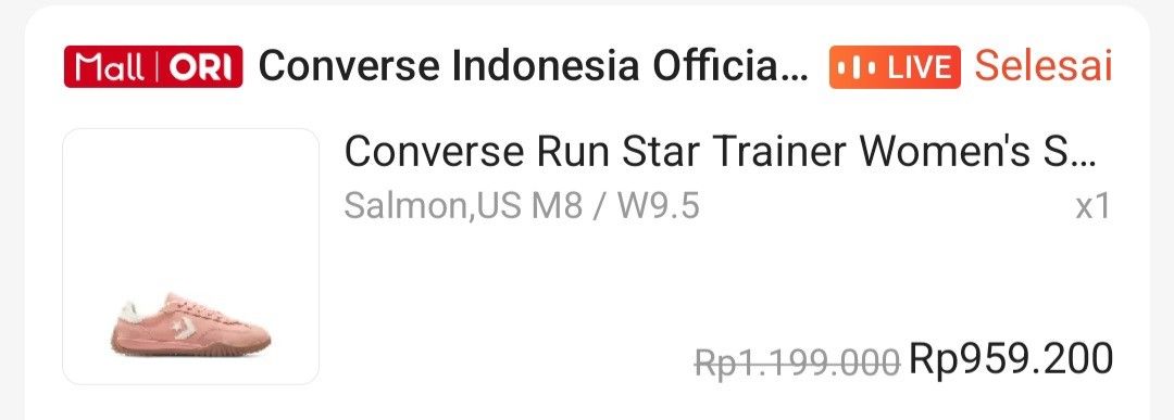 Converse Run Star Trainer Salmon Size 41 NEW