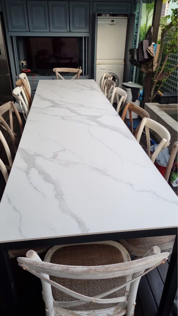 Dining table (Category: Tables & Sets) located in Singapore. Submitted by kevinsslee (Listing ID 1364374709, Image 3). Description: High quality, sintered top, sturdy table suitable for both indoor and outdoor use. Purchased only in end-2023. Dimensions: 1700 x 900mm for table top. One piece available. Delivery costs to be borne by buyer..