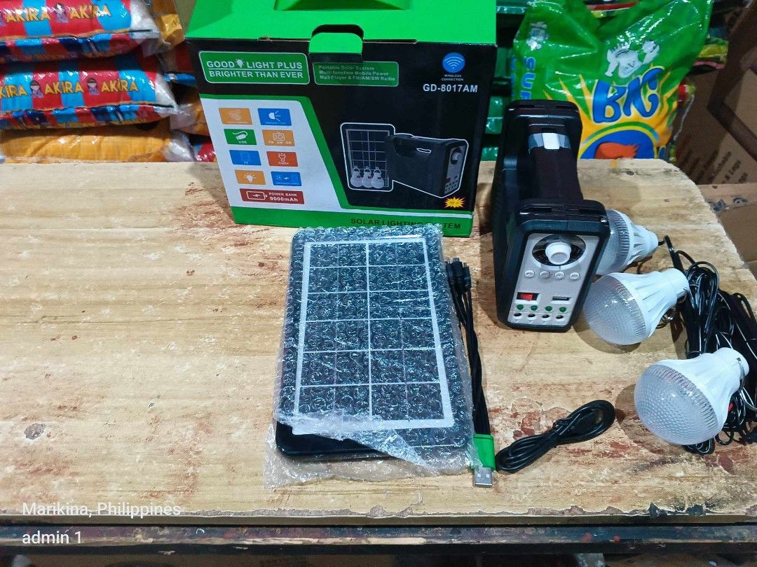 GD EMERGENCY SOLAR LIGHT (Category: Lighting) located in Manila. Submitted by redonlineshop (Listing ID 1373571785, Image 3). Description: GD EMERGENCY SOLAR LIGHT -with radio 950 -without radio 900 ON HAND BRAND NEW Mode of Payment: Gcash,COD Same day delivery + Delivery Fee.
