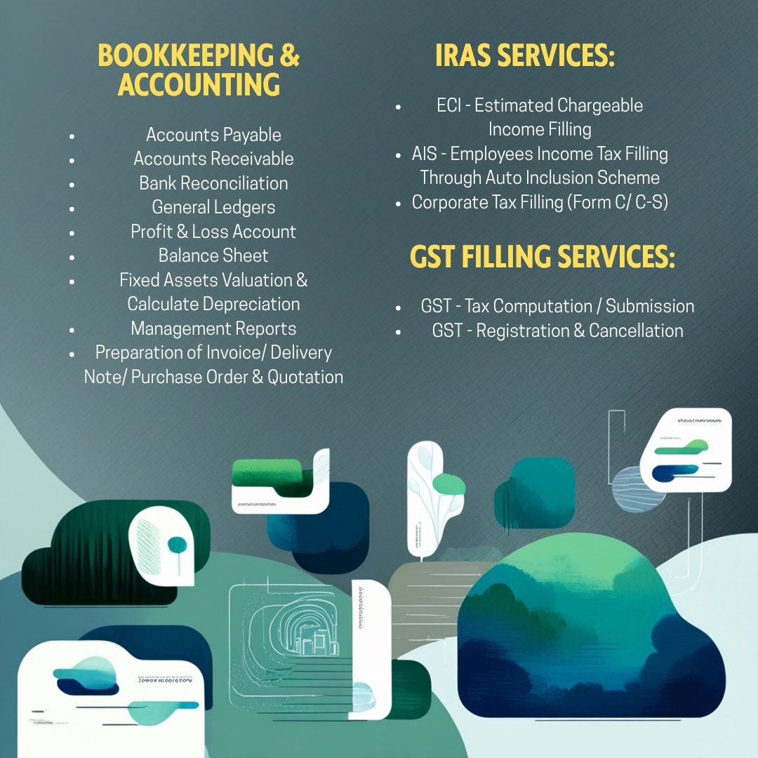 JKS Management Consultancy - ACCOUTING (Category: Admin, Finance, Legal) located in Singapore. Submitted by webagency (Listing ID 1373531107, Image 2). Description: JKS Management Consultancy Provides Stress Free Accounting Service ✅ •BOOKKEEPING & ACCOUNTING: Accounts Payable Accounts Receivable Bank Reconciliation General Ledgers Profit & Loss Account Balance Sheet Fixed Assets Valuation & Calculate Depreciation Management Reports Preparation o