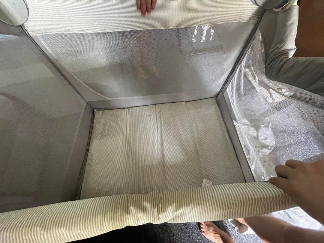 Joie Excursion Change and Bounce Baby Crib (Category: Cots & Cribs) located in Marikina City. Submitted by bagofsissies (Listing ID 1373398665, Image 1). Description: Last price na po mga misis. Selling low kasi gamit na gamit siya ng baby ko pero no defects naman. I will include the uratex foam na pinasadya ko for the crib. RFS: Served its purpose. Issue: Needs cleaning due to storage. Wala na yung light/music box niya. Sira na dahil nababad yun