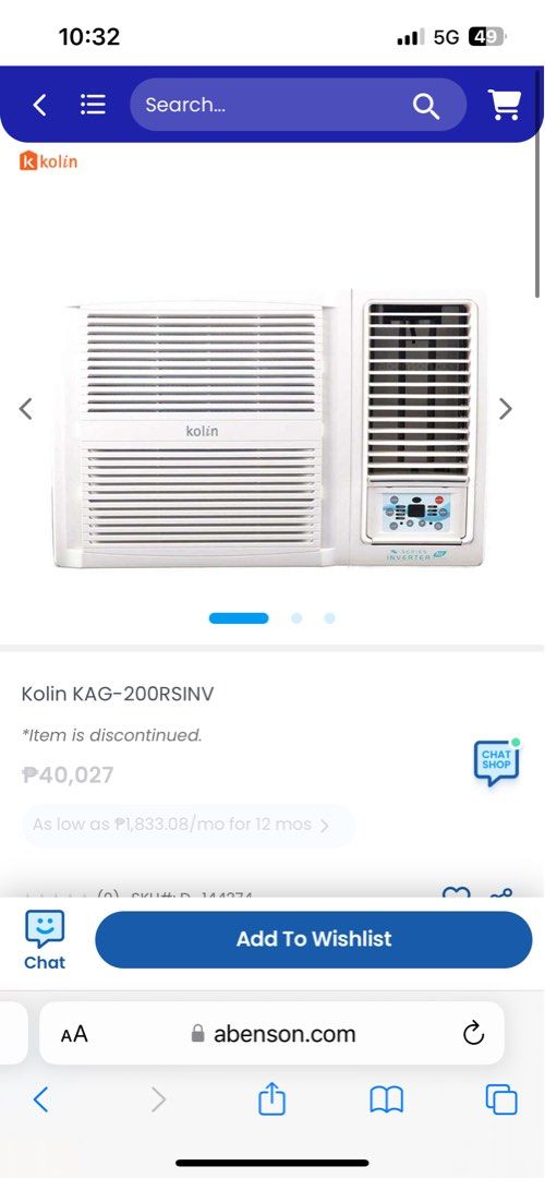 Kolin inverter aircon window type 2 hp (Category: Air Conditioning and Heating) located in Paranaque City. Submitted by captainthanos01 (Listing ID 1373411097, Image 1). Description: FOR SALE: Kolin Inverter Aircon 2HP ✅ No issues, working perfectly ✅ Just had it cleaned — good as new! ❄️ Energy-efficient and cools fast Reason for selling: Doesn’t fit in the house I’m transferring to..