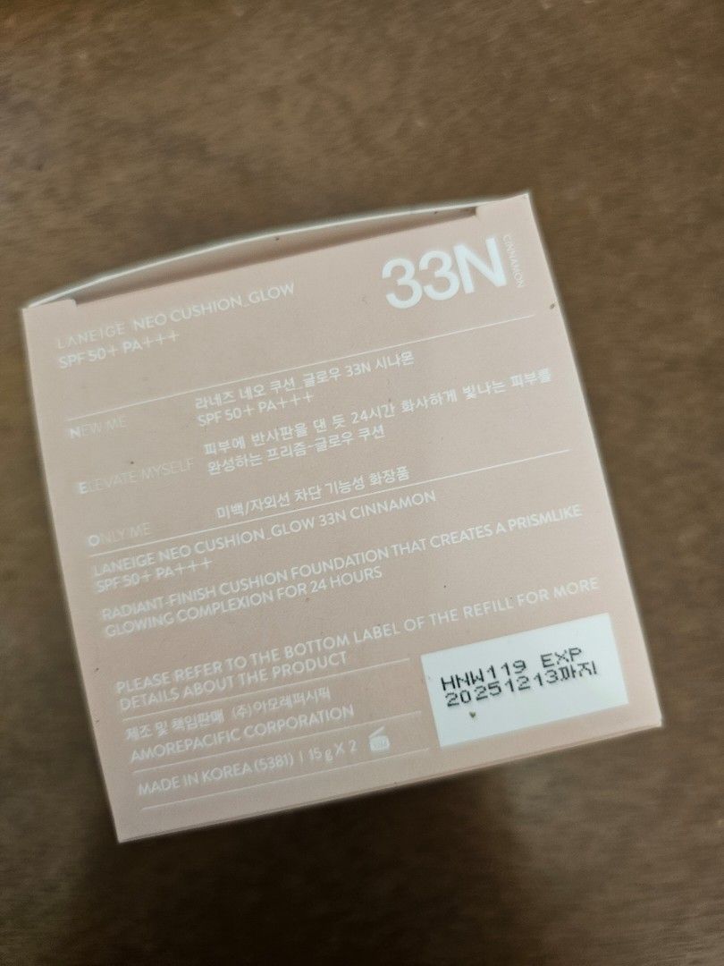 Laneige Neo Cushion Glow (Category: Makeup) located in Manila. Submitted by selah_ (Listing ID 1373542193, Image 2). Description: Retails for 2,200 Comes with a free foundation case Foundation puff not included Shade: N33/ Cinammon.