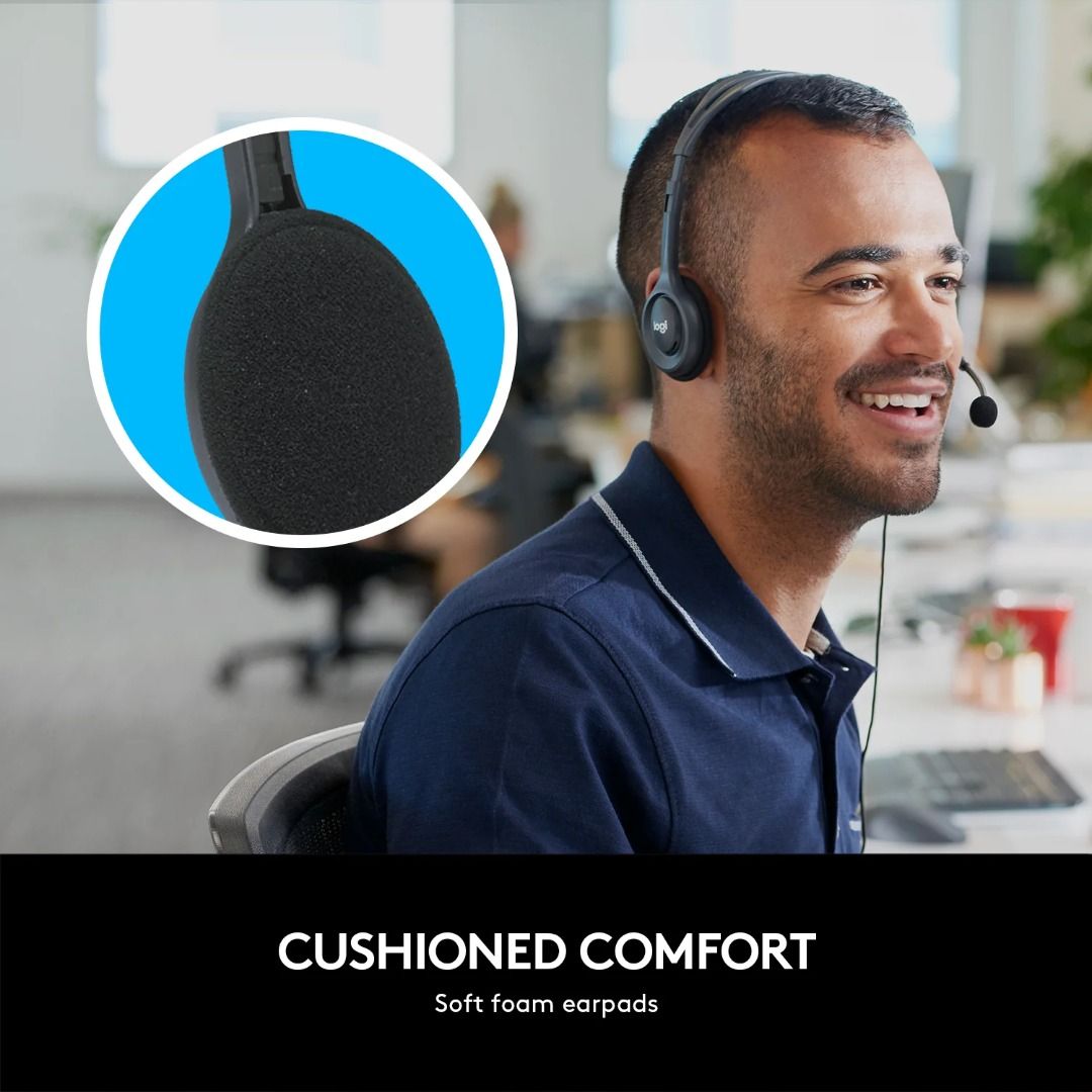 Logitech H111 Wired Headset, Stereo Headphones with Noise-Cancelling Microphone, 3.5 mm Audio Jack, PC/Mac/Laptop/Smartphone/Tablet - Black (Category: Headphones & Headsets) located in Singapore. Submitted by jenchee13 (Listing ID 1373478079, Image 3). Description: About this item: - Noise-cancelling microphone reduces room noise for clearer Internet calls - Full stereo sound for your music, movies and games - Rotating microphone boom can be worn