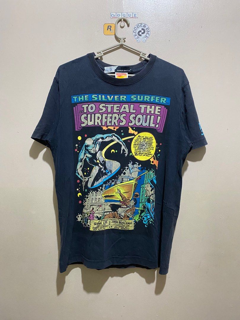 marve comic tee (Category: Tshirts & Polo Shirts ) located in Antipolo. Submitted by lukedd (Listing ID 1373470830, Image 1). Description: marvel comics samuel & kevin the silver surfer tee 20x26 small issue: 2 pinholes, minimal line and crack print.