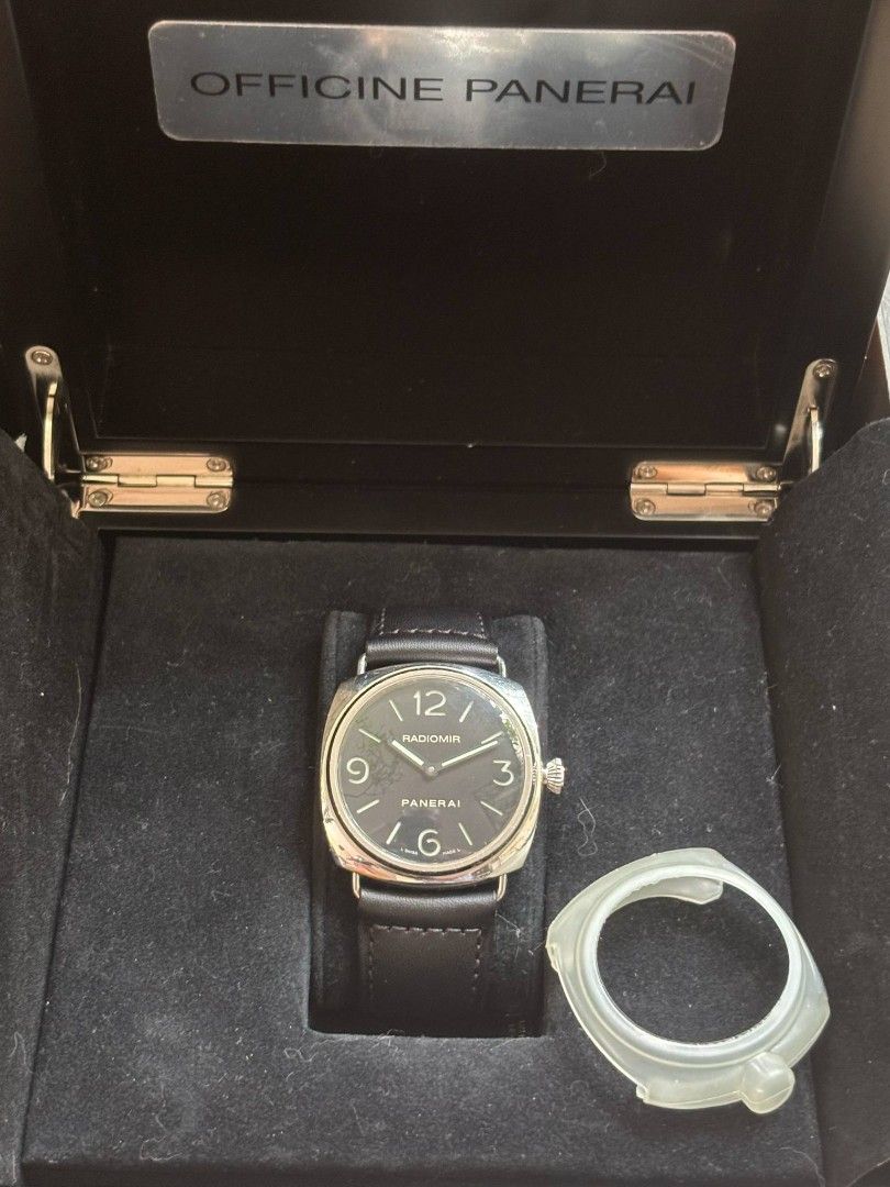 Panerai Radiomir Pam 210 (Category: Luxury Watches) located in Las Pinas. Submitted by 05.11minimalist (Listing ID 1373572090, Image 2). Description: Panerai Radiomir Pam 210. 45mm. Manual wind. Sandwich dial. Original leather strap and buckle. Full box set (manuals, warranty card, case guard). No dings, scratches or dents. Like new condition. Please do not make any OFFER if you have no intentions of buying. Do not BUY if in doubt. Actual pics of