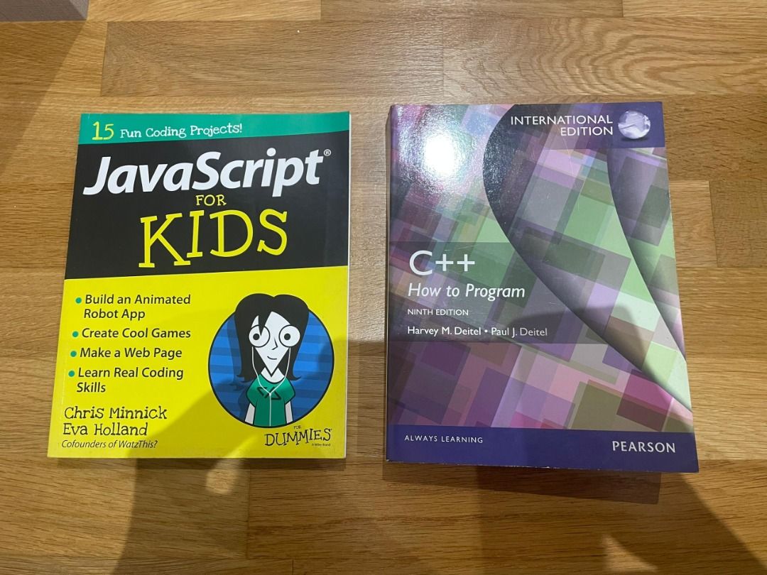 Programming Textbooks (Category: Textbooks) located in Kuala Lumpur. Submitted by civilised (Listing ID 1373555278, Image 1). Description: (1) JavaScript for Kids for Dummies: Sold (2) C++ How to Program (Pearson): RM50 - Special price if you take both books Condition: 6/10 – Owned for a few years – Pages slightly yellowed with age – Still perfectly readable and usable.
