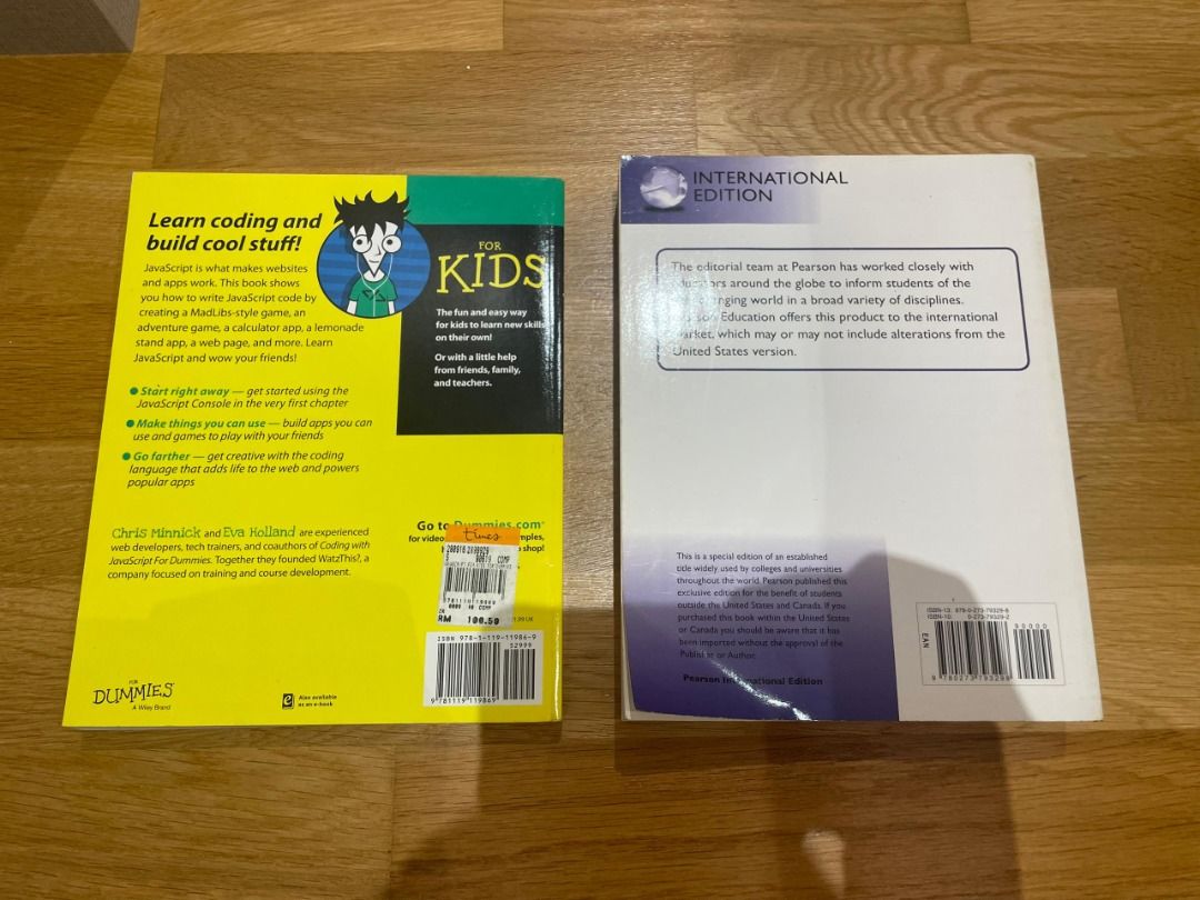 Programming Textbooks (Category: Textbooks) located in Kuala Lumpur. Submitted by civilised (Listing ID 1373555278, Image 2). Description: (1) JavaScript for Kids for Dummies: Sold (2) C++ How to Program (Pearson): RM50 - Special price if you take both books Condition: 6/10 – Owned for a few years – Pages slightly yellowed with age – Still perfectly readable and usable.