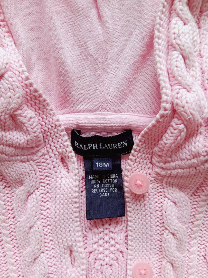 Ralph Lauren Pink Hoodie Cardigan Sweater 18 months girls (Category: Babies & Kids Fashion) located in Singapore. Submitted by jessfrancis (Listing ID 1373440399, Image 3). Description: This has been used with love and care do you will find that this is in very good excellent condition. .