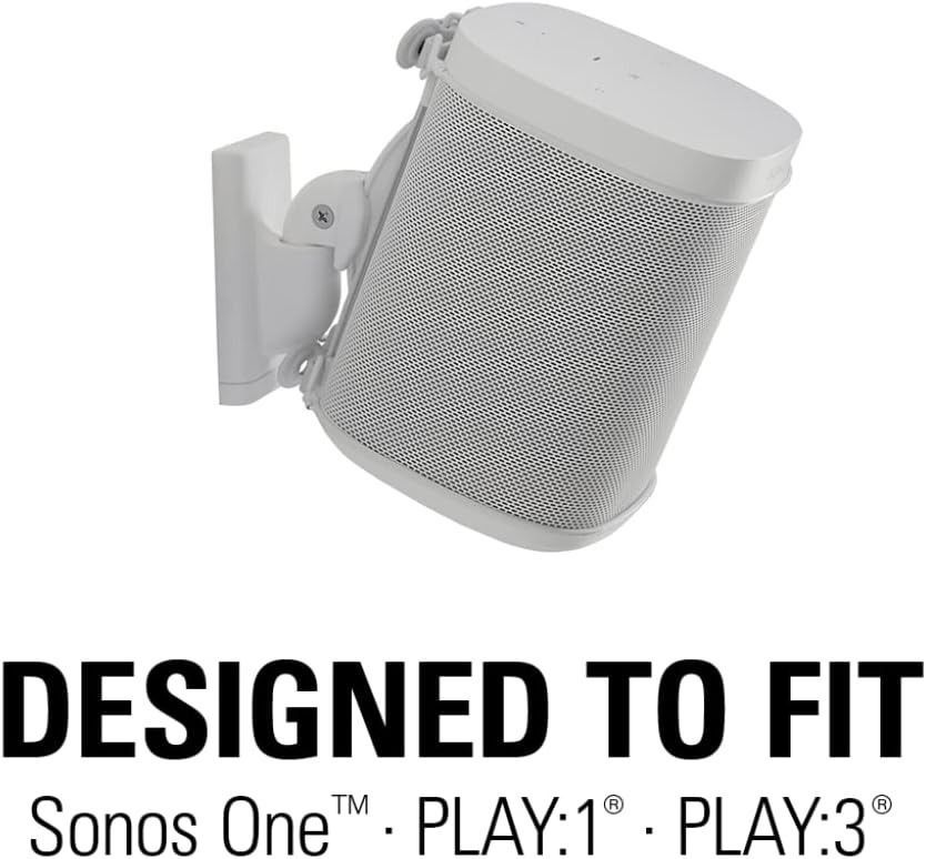 Sanus Adjustable Speaker Wall Mounts Designed for SONOS ONE, Play:1 & Play:3 - PAIR (White) (Category: Soundbars, Speakers & Amplifiers) located in Singapore. Submitted by boots2024 (Listing ID 1373507409, Image 1). Description: Enjoy perfect listening from anywhere in the room with 132 degrees of speaker swivel 30-degree tilt provides excellent sound whether you're listening sitting down or standing up Sleek, subtle mounting solution facilitates