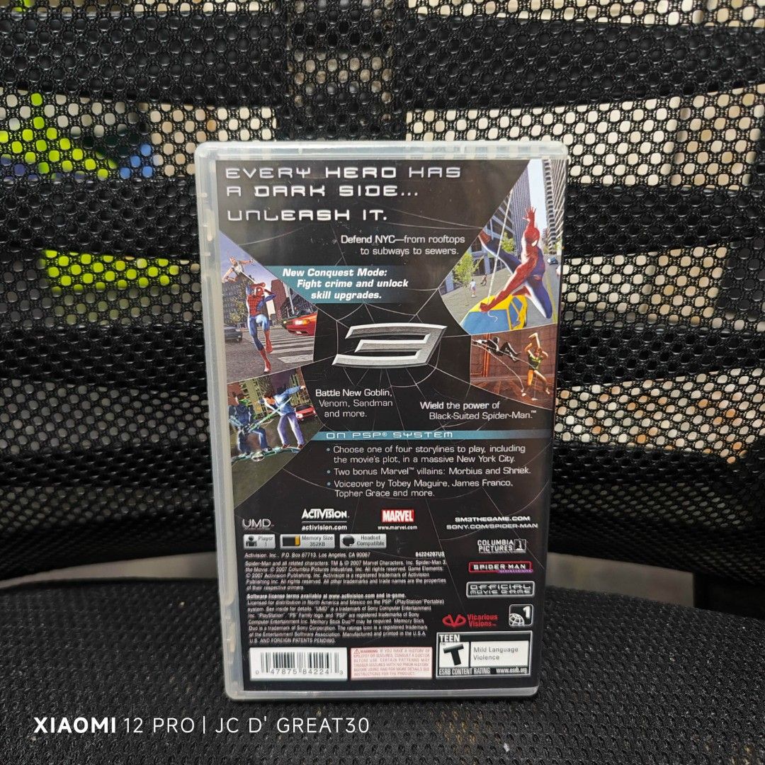 Spider Man 3 PSP Game (Category: PlayStation) located in Quezon City. Submitted by shopme_gadget30 (Listing ID 1373555589, Image 2). Description: kindly read the details first for sale fixed price good condition tested and working with Case,dics and manual compatible psp us region rare Shoopppppeee —,✅ can check out pm for the linnnkkk (If shoopppee check out, price is higher because of shooppppeee deduction qc area meet up: sm north shipping fee