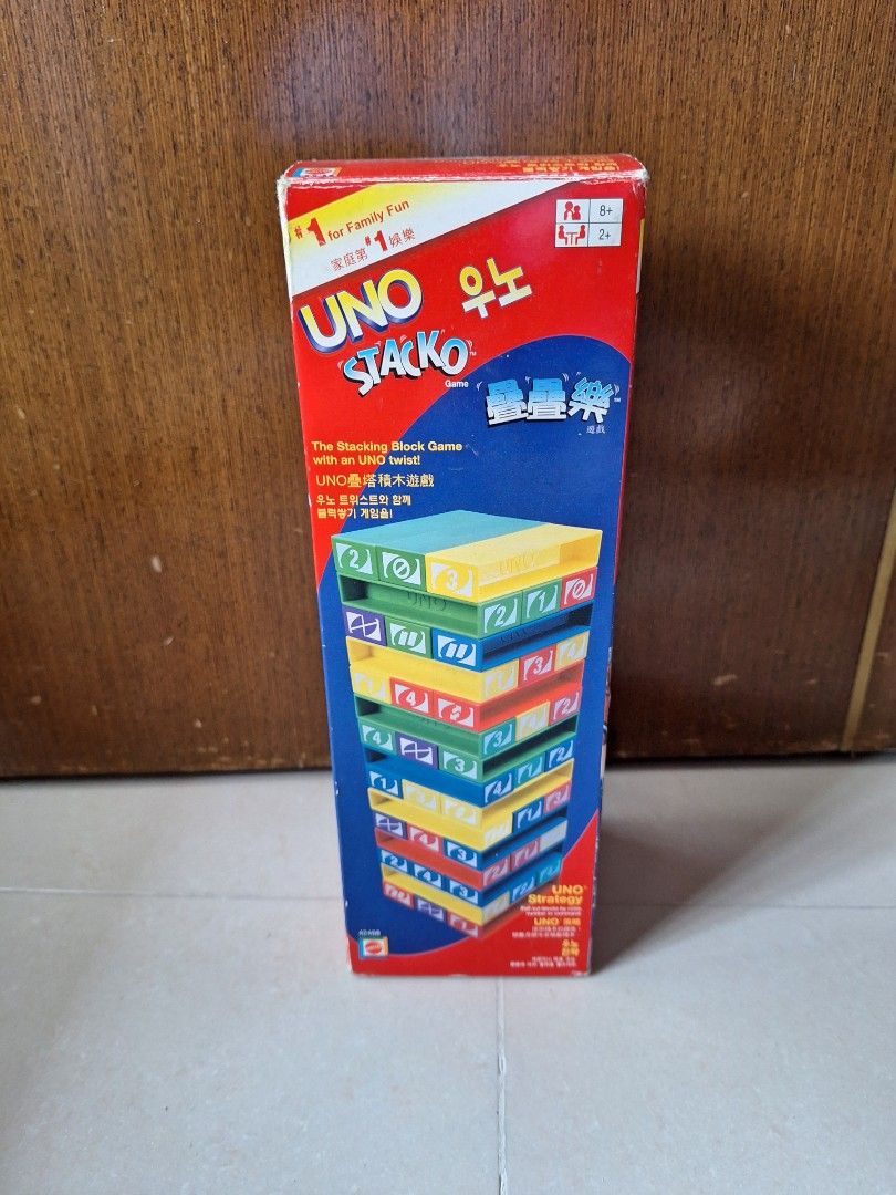 UNO STACKO (Category: Board Games & Puzzles) located in Singapore. Submitted by all_must_go_sale (Listing ID 1373406810, Image 1). Description: The stacking block game with an UNO twist for family fun. Self Collection at Hougang ave 8. No exchange, return or refund. Thanks for viewing..