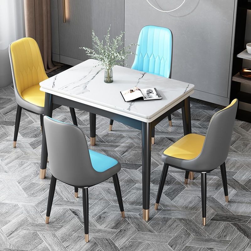 0247 solid wood rock slab dining table dining chair combination folding ...