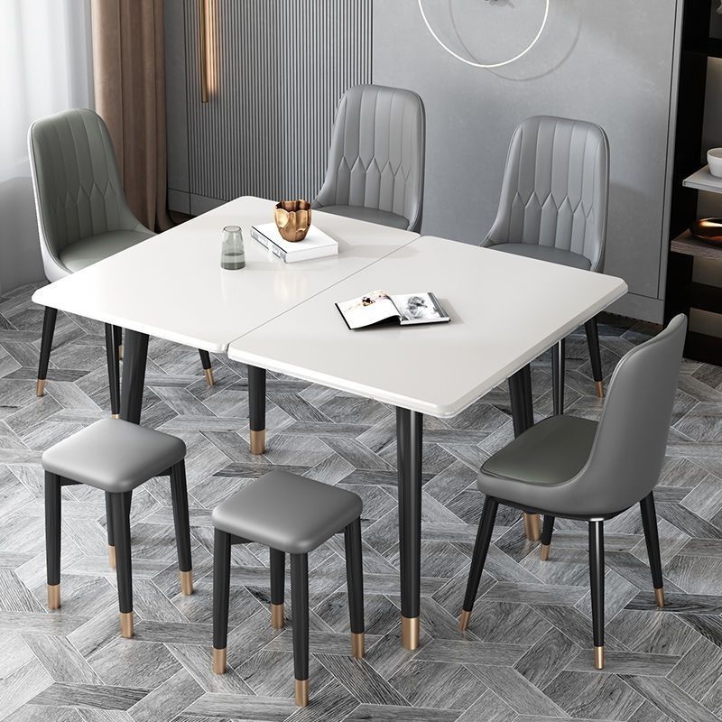 0247 solid wood rock slab dining table dining chair combination folding ...