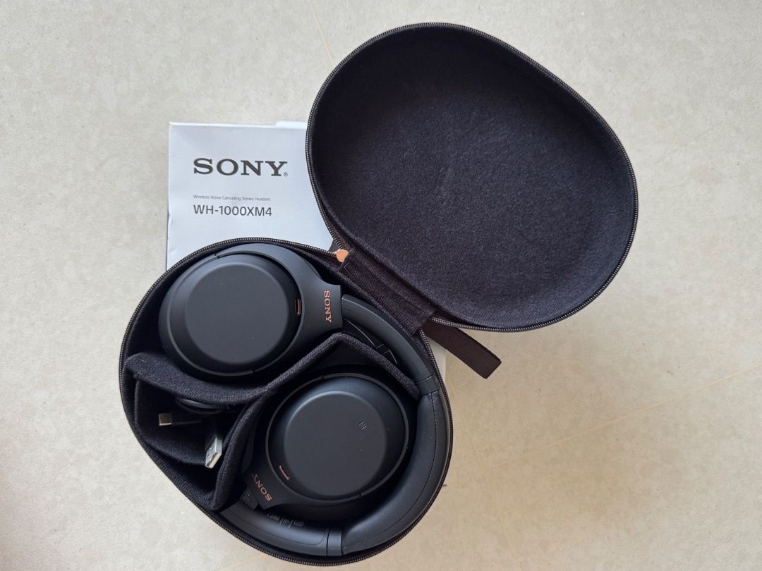[99.9% New + Full box] Sony WH-1000XM4 XM4 Headphones (noise cancelling). XM5 AirPods (Category: Headphones & Headsets) located in Singapore. Submitted by photosteve (Listing ID 1373617819, Image 1). Description: I used these on two long haul flights only. Not used since, hence selling. You won’t be able to tell they’ve ever been used. Charged twice only. Come boxed. Collection @ Spottiswoode 088661. .