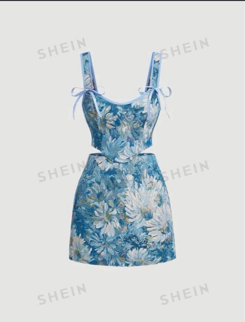 Blue Floral Coords/Set (Category: Sets or Coordinates) located in Pasig City. Submitted by _bernn (Listing ID 1373700919, Image 1). Description: - Bought second hand, but this is originally from Shein - used only twice - DM for actual ww Length - 43.6 Height - 165-170 Bust - 90-94 Waist - 27-28 Hip size - 95-99.