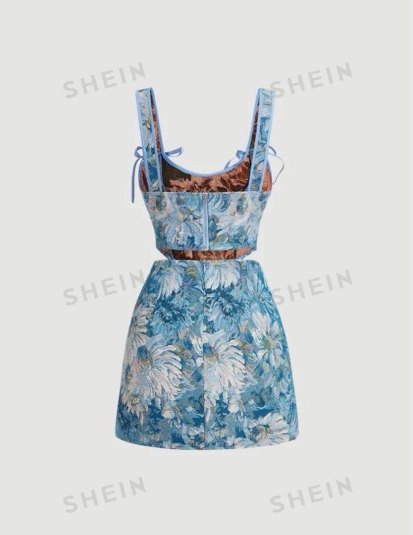 Blue Floral Coords/Set (Category: Sets or Coordinates) located in Pasig City. Submitted by _bernn (Listing ID 1373700919, Image 2). Description: - Bought second hand, but this is originally from Shein - used only twice - DM for actual ww Length - 43.6 Height - 165-170 Bust - 90-94 Waist - 27-28 Hip size - 95-99.