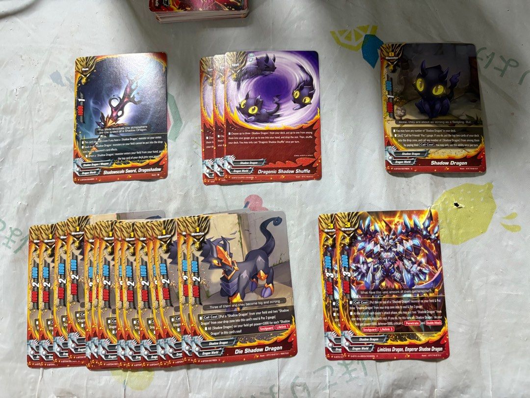 Buddyfight Dragon world cards Bulk clearance (Category: Toys & Games) located in Singapore. Submitted by kisara61705 (Listing ID 1373737288, Image 2). Description: Dm if interested World: Dragon World Sorting by attributes Pic 1 - Dragonblood Sect (reserved) Pic 2 - Shadow Dragon Pic 3 - Dimension Dragon (Sold) Pic 4 - Deity Dragon Tribe/Dragod Pic 5 & 6 - Dragon Knight Pic 7 & 8 - Armordragon Pic 9 - Random Spells Pic 10 - random weapon .